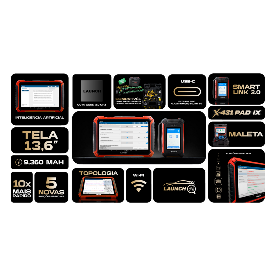X-431 PAD IX da Launch: Tecnologia de Ponta para Diagnóstico Automotivo