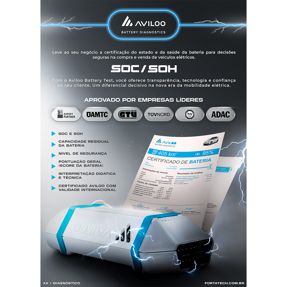 AVILOO electronic diagnostic for electric and hybrid vehicle batteries